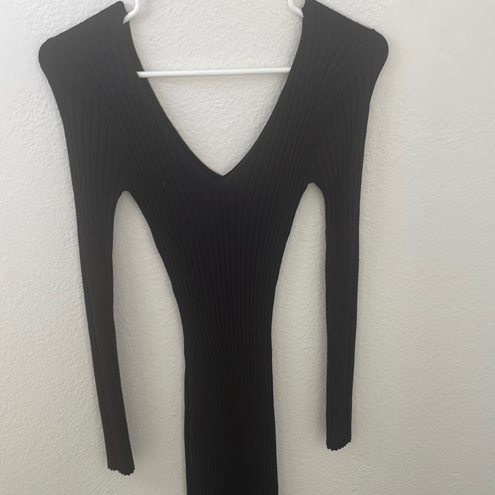 Ribbed black maxi dress long sleeve